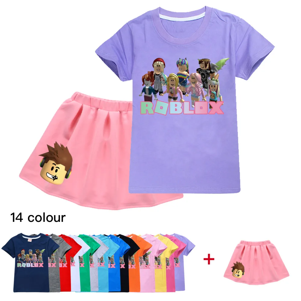 Для девочек ROBLOXing наряд для маленьких принцесс малышей детей Футболка + короткое