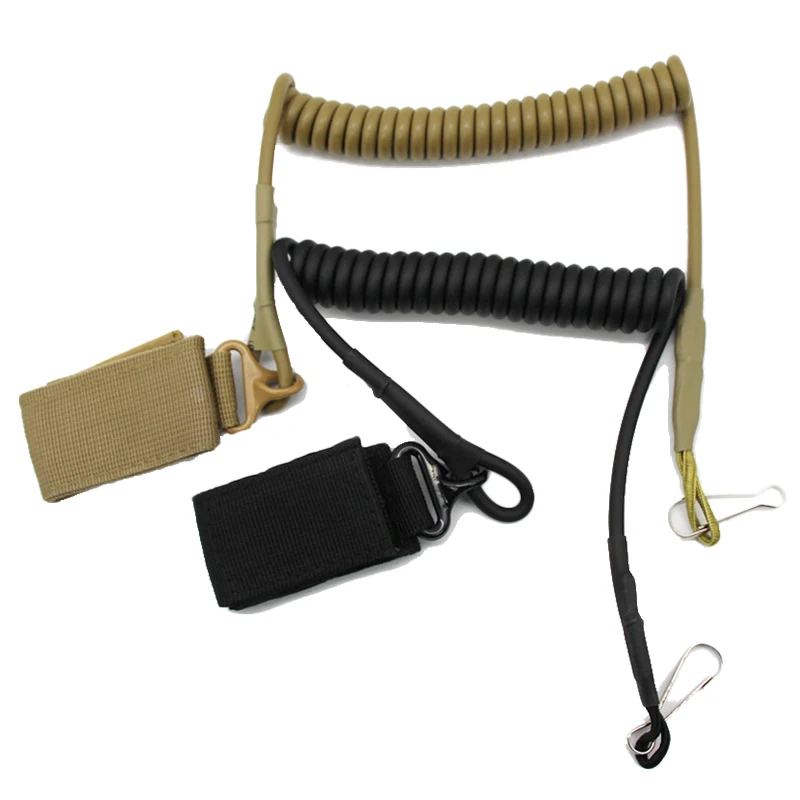 

Tactical Spring Lanyard Gun Sling Metal Buckle Airsoft Combat Bungee Pistol Sling Strap Adjustable Military Hunting Accessories