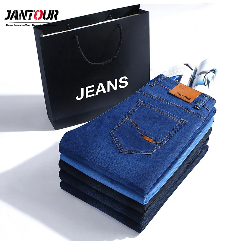 Jantour бренд Сезон весна лето Джинсы для мужчин деним джинсы мужские Slim Fit высокие
