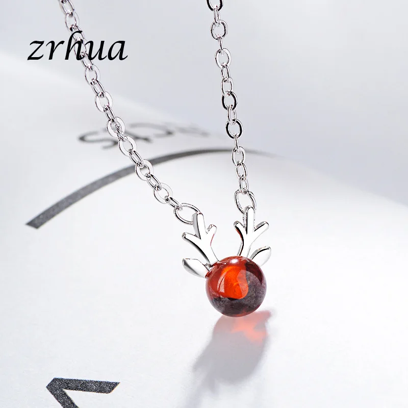 Высокое качество красный олень кулон рога ожерелье цепь Корея Сладкий шею