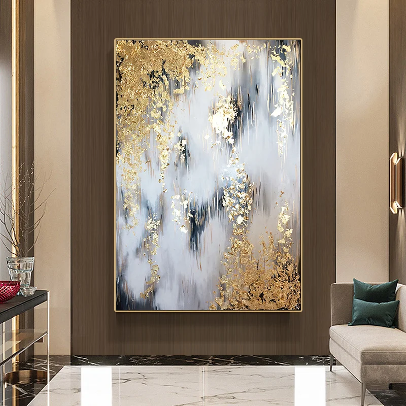 

Modern Abstract Golden Gold Foil Luxury Art Canvas Painting Living Room Home Decoration Poster Picture Cuadros Wall Art No Frame