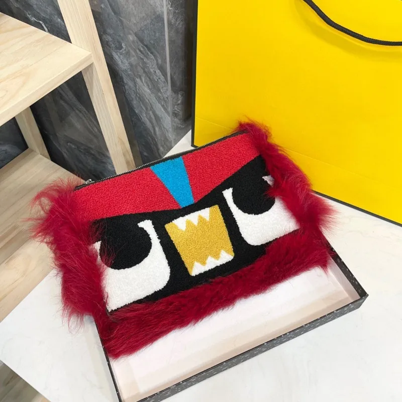 

2021 autumn and winter new lamb hair monster bag woman bag fashion all-match shoulder bag messenger bag 194819