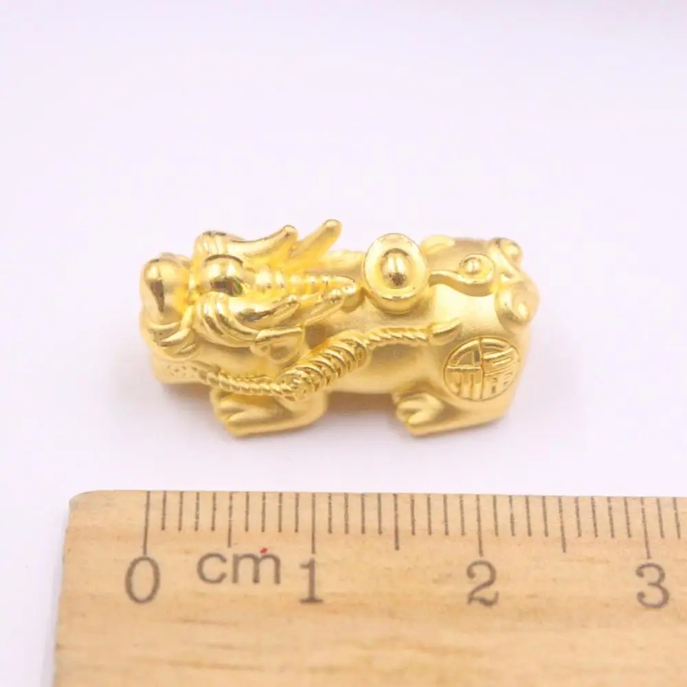 

Fine 999 Pure 24K Yellow Gold Pendant 3D Luck Bless Knot Fu Pixiu Bead Pendant 2.2-2.5g 25x12mm Women Men Gift