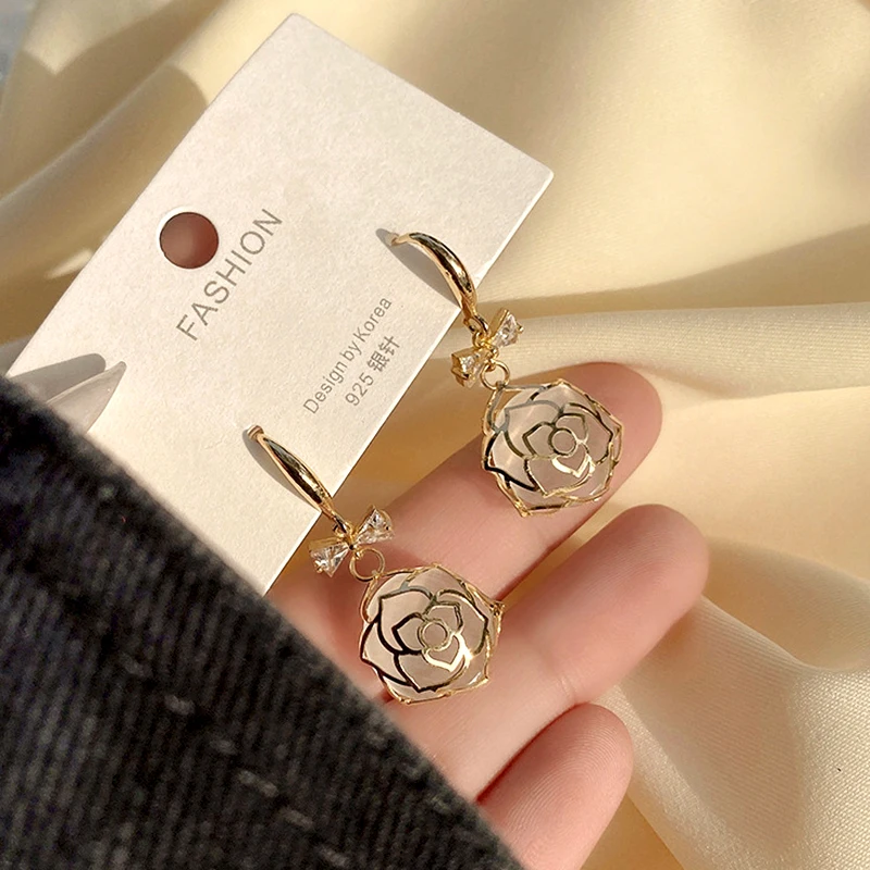 

Новинка, модные ювелирные изделия из настоящего золота 14 к с цветком розы для женщин и девушек, серебряные ювелирные изделия с цирконом клас...