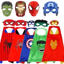Kid Avengers Spiderman/Hulk/Iron Man/Captain America Cloak/Mask Cosplay Costume Boy Girl Halloween Superhero 3D Mask Party Gift