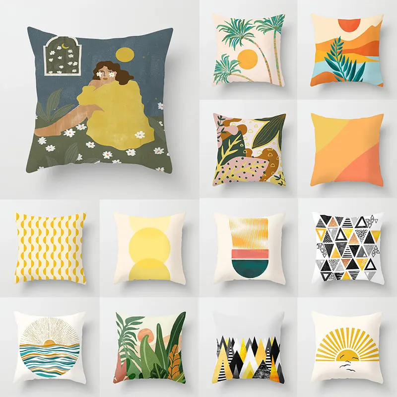 

45*45c m Orange Color Geometric Pillowcase Decorative Cushion Cover Soft sofa Pillow Cover Home Decor Throw Pillows Pillowcases