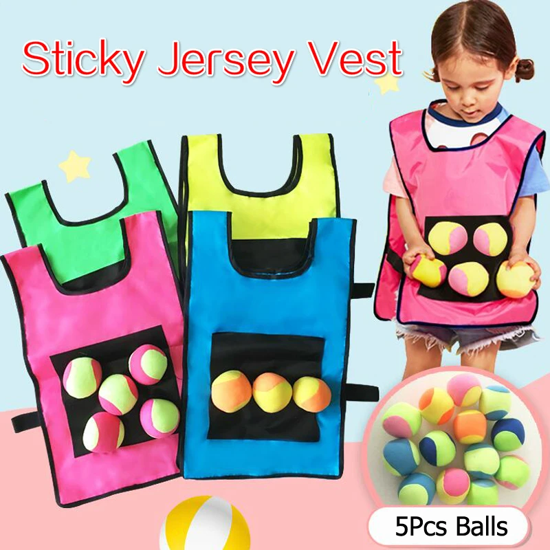 

Kids Outdoor Game Sport Toy Vest Sticky Jersey Vest Game Vest Waistcoat With Sticky Ball Throwing Toys For Children Sports Props