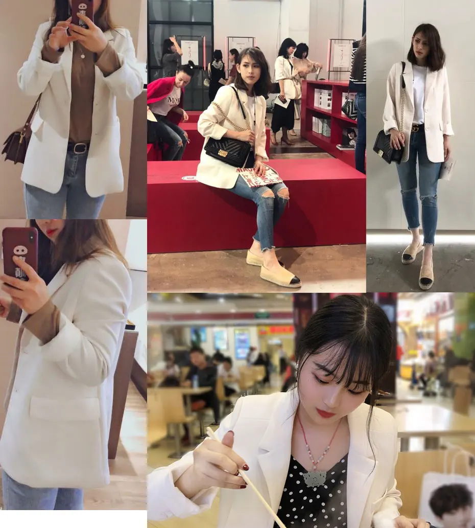 Casual Solid White Blazer Long Sleeve Women Blazers and Jackets Notched blazer mujer blaser feminino Suits Coats Female