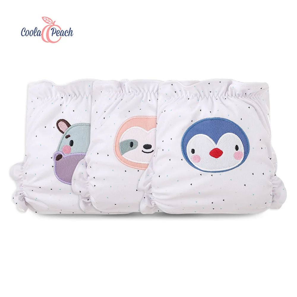 

Coola Peach Animal Embroidery Pattern Adjustable Reusable Baby Washable Cloth Diapers One Size