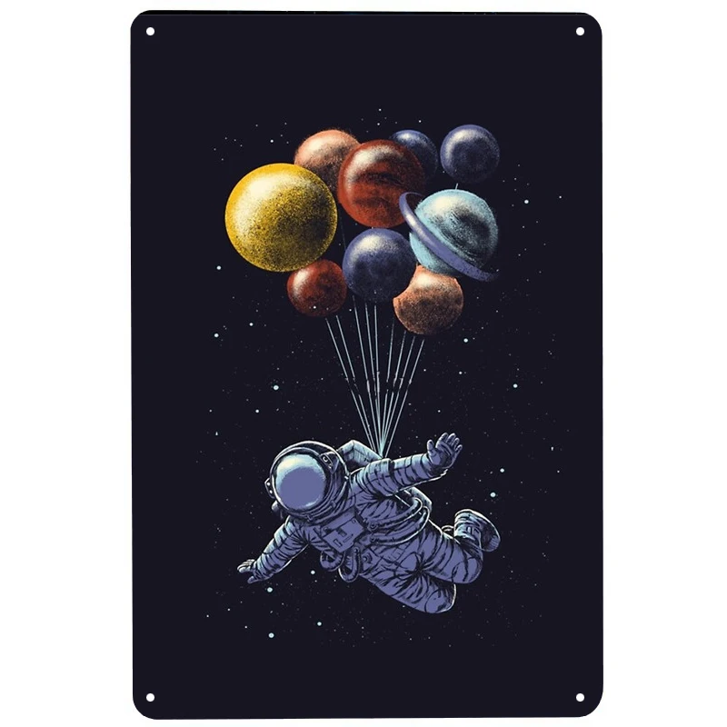 

Space Travel printed Vintage Metal Signs Retro Tin Signs Funny Poster Decor for Bar Pub Club Decoration for Living Room Home