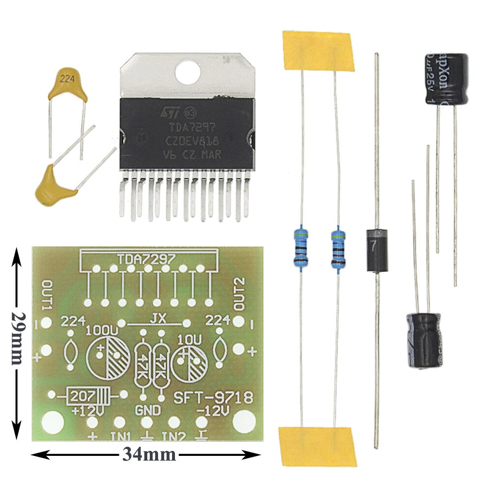 1 комплект TDA7297 Плата усилителя запасные части dc 12v класс 2 0 Двойное аудио
