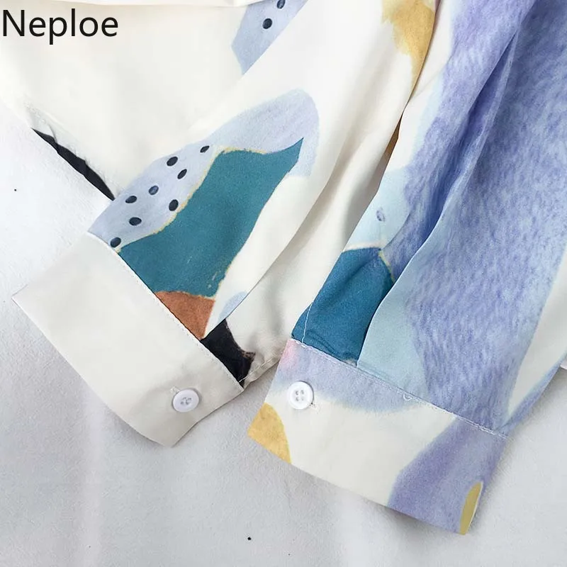 Женская блузка Neploe с отложным воротником длинным рукавом и принтом Новинка осени