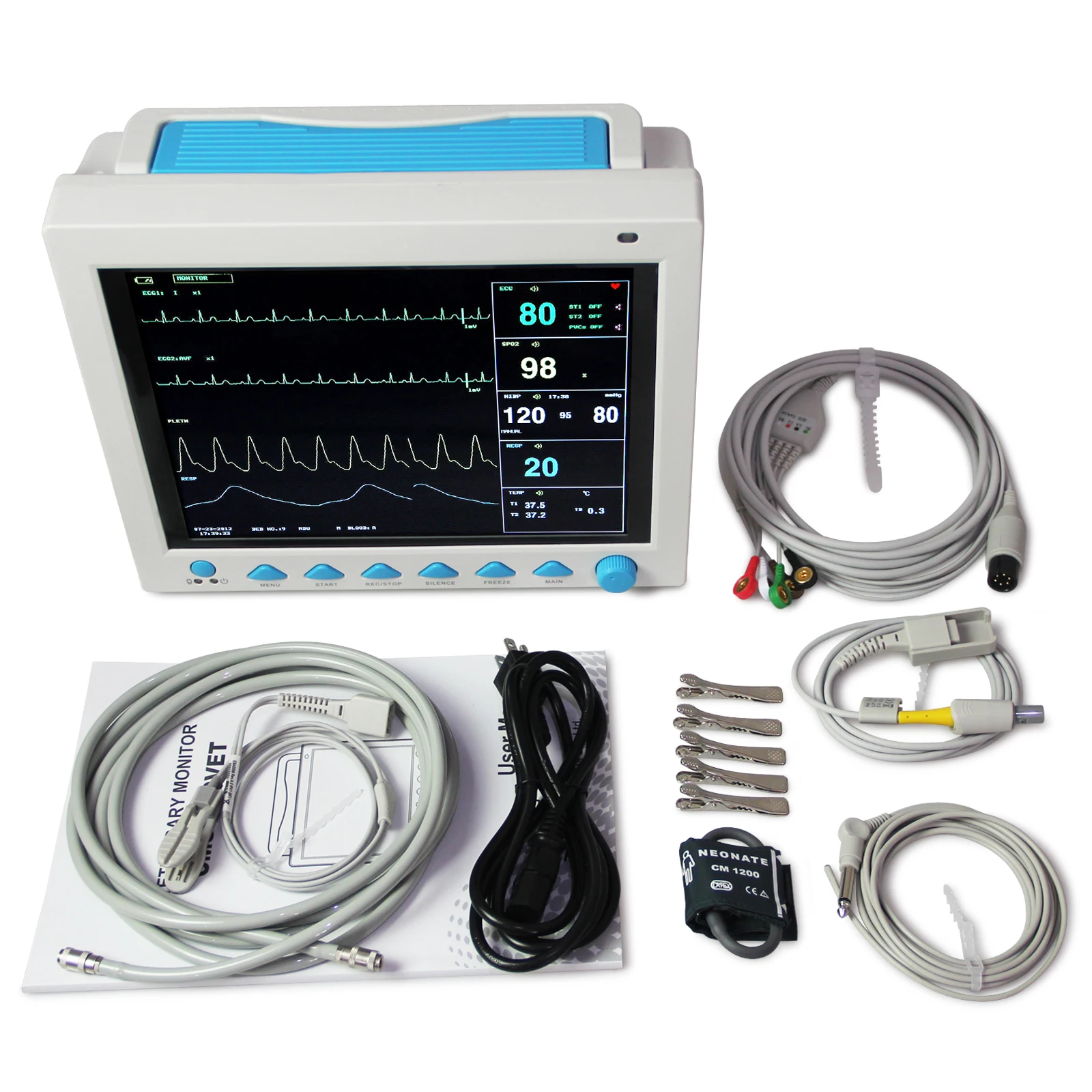 Contec LCDVeterinary Monitor CMS8000-VET 6 стандартных параметров ЭКГ RESP SPO2 PR двухканальный
