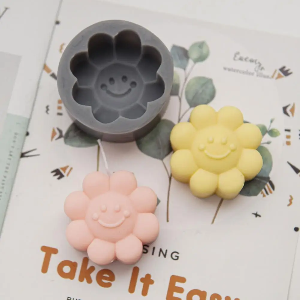 Форма для ароматерапии свечи смайлик цветок 3D силиконовая форма