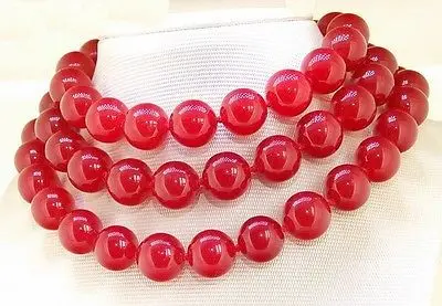 Оптовая продажа бесплатная HH #&gt 12 мм красный нефрит Лариат Ожерелье 3 ряда