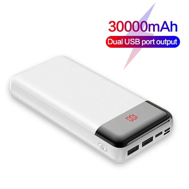 Внешний аккумулятор 30000 мАч 2 USB быстрое зарядное устройство Внешнее портативное