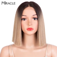 short bob synthetic lace wig blonde wigs 10inch straight bob short hair wigs for women ombre blonde cosplay wig miracle wig
