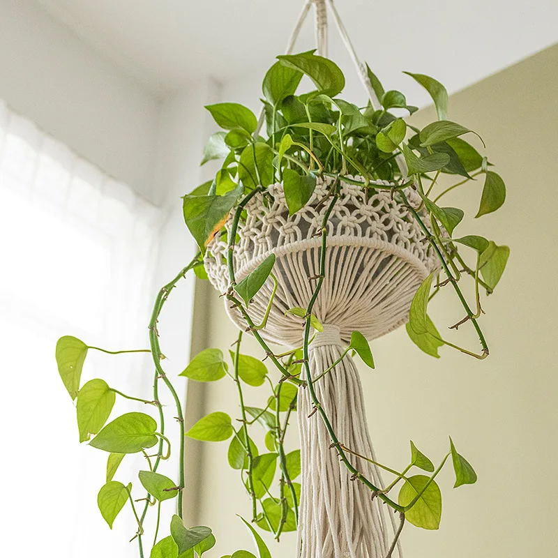 Женская хлопковая веревка ручной работы фотокорзина для комнатного цветочного