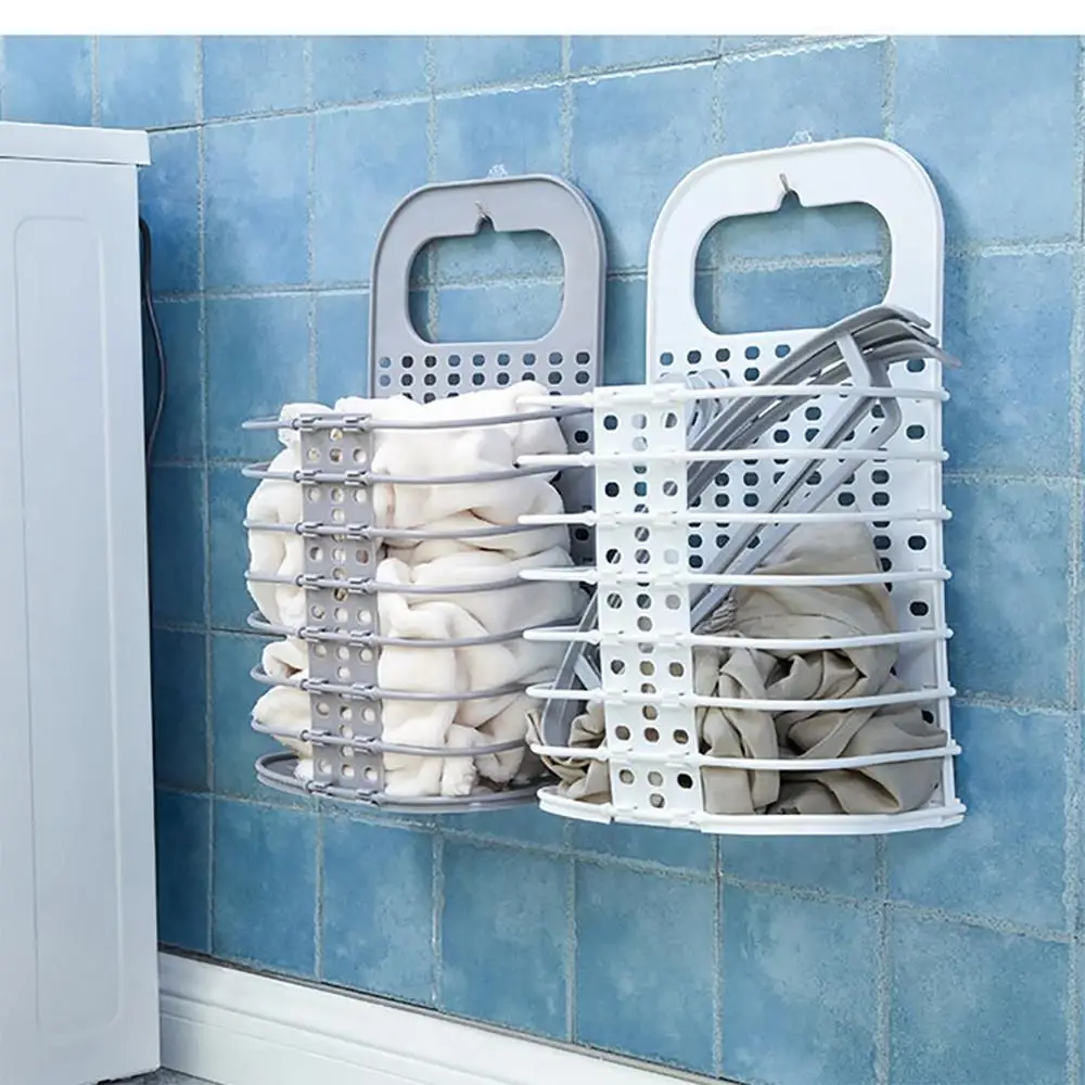 Cesta de lavander&iacute;a plegable montada en la pared, juguete colgante de pared no perforado, para ba&ntilde;o, lavander&iacute;a-1