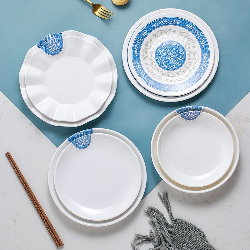 

Nordic Plastic Imitation Combined Plates Set Ceramic Plates Pattern Plates Steak Breakfast Cake Fruits Dish Environmental
