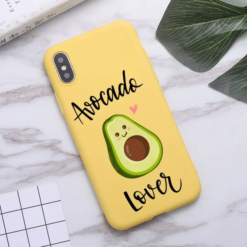 

cute cartoon Avocado pattern Phone Case Candy Color for iPhone 6 7 8 11 12 s mini pro X XS XR MAX Plus