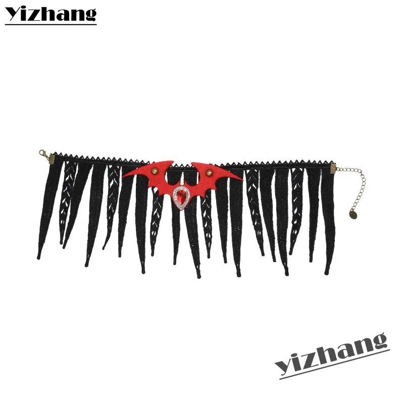 Yizhang Хэллоуин вампир летучая мышь кружевное ожерелье реквизит маскарадная