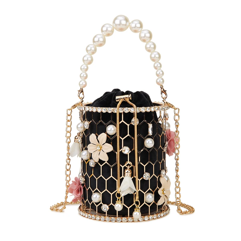 

Женская сумка-клатч, с металлическими цветами, стразы