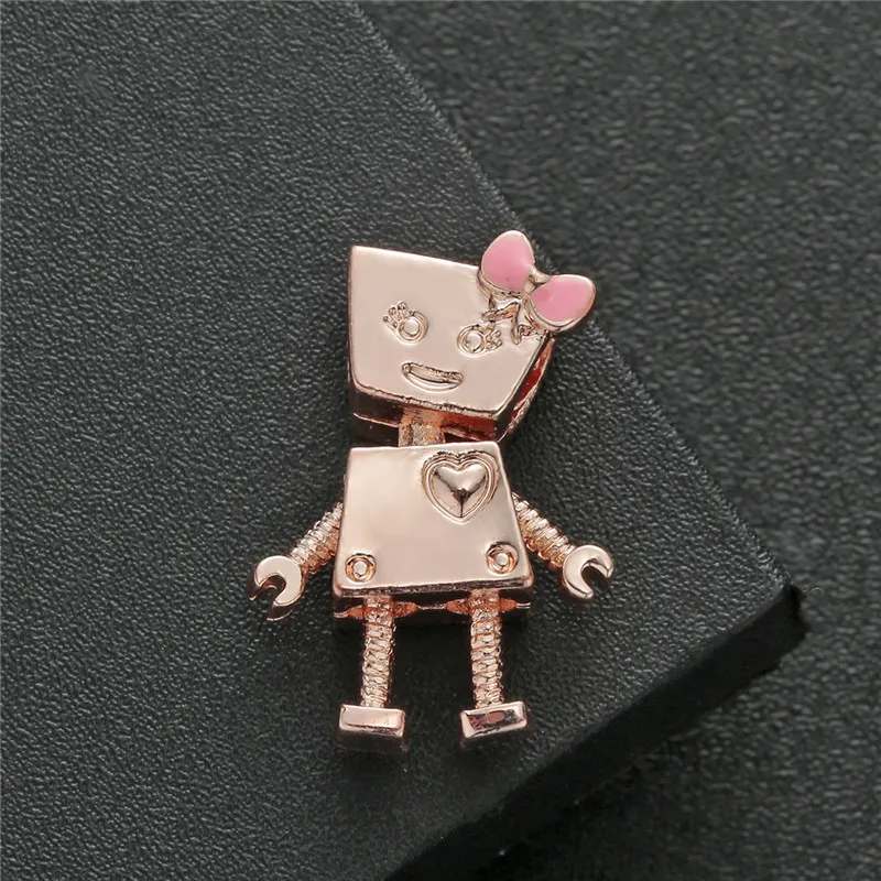 1Pcs New Cute Robot Girl Pendant DIY Beads Suitable for Original Pandora Charm Bracelet Ladies Jewelry Making Gifts | Украшения и
