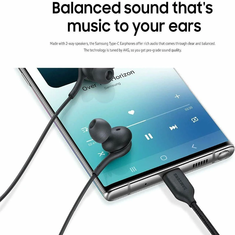 Наушники-вкладыши Samsung Galaxy Note 10 S20 Plus Type-C проводные наушники с микрофоном