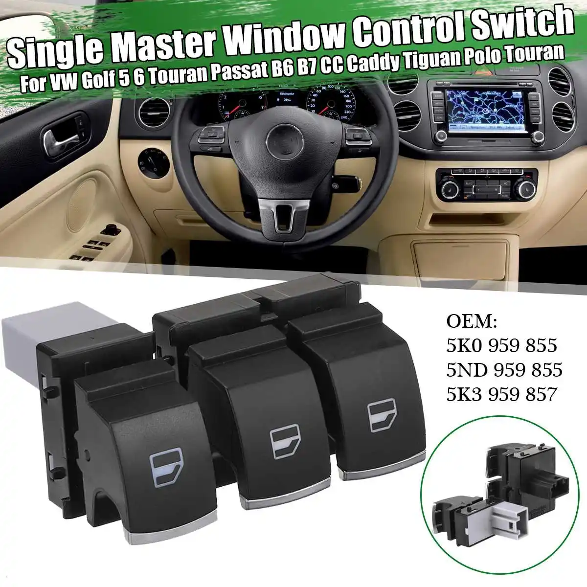 

Chrome Mirror Switch Window Switch for VW passat B6 Eos Golf 5 6 GTI mk5 mk6 5K3959857 5ND959855 Car Accessories