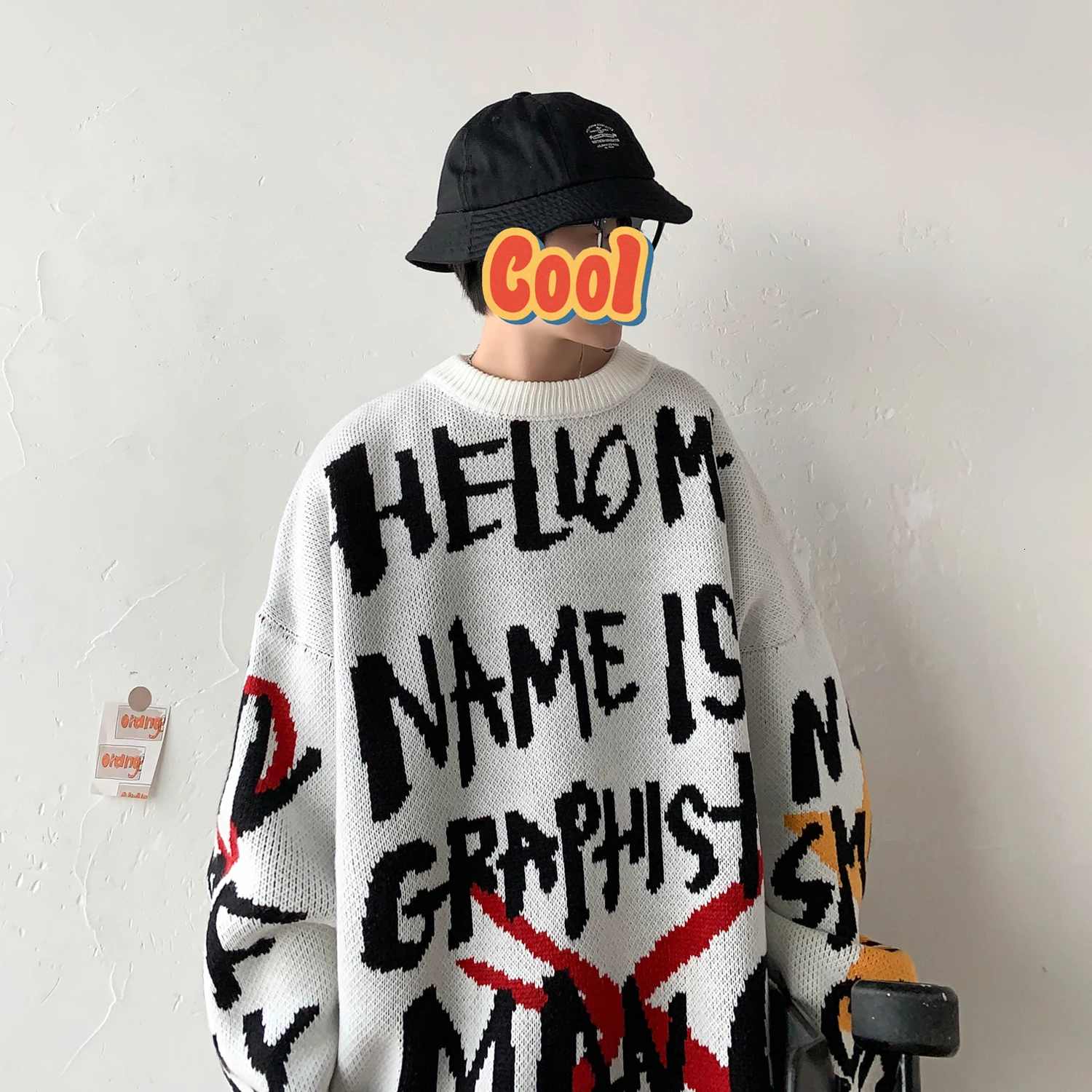 2019 зимние мужские пальто с буквенным принтом свободный шерстяной вязаный