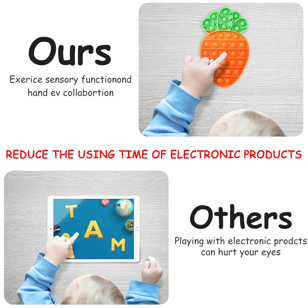 Cartoon Carrot Push Bubble Fidget Toy Autism Special Needs Squeeze Stress Reliever Toys Concentration for Adults Kids | Игрушки и хобби