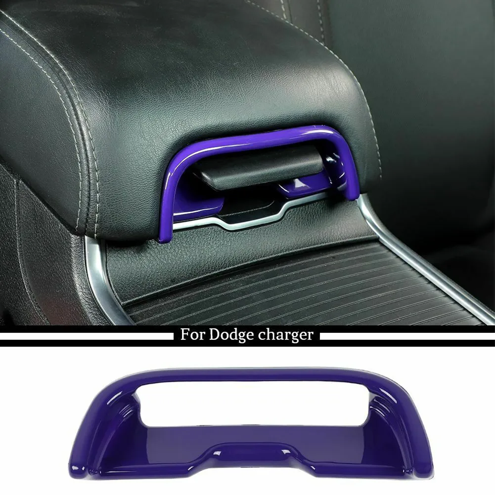 

1pcs Car Central Armrest Box Switch Button Cover Trim Purple ABS Interior Replacement Accessories For Dodge Charger 2011+