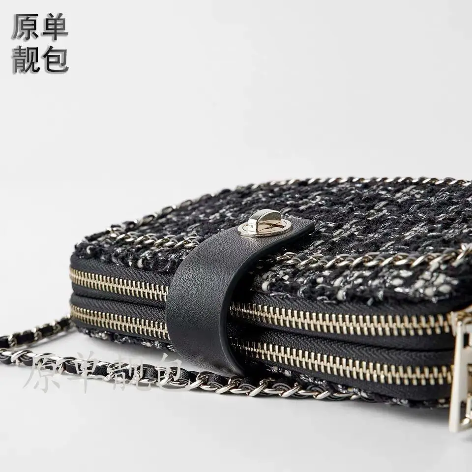 

Xiao Xiang Feng woven chain bag female 2021 new crosslung joker Korean version one-shoulder double layer mobile phone bag