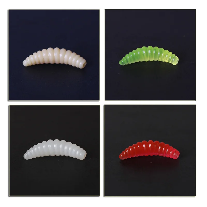 

50 Soft Lure Craw Worms Lure 2cm 0.3g Maggot Grub Bait Fishing Lure Hooks Smell Glow Shrimps Fish Lures Of baits