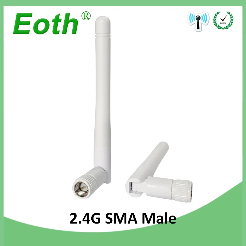 EOTH 10pcs 2.4g antenna 3dbi sma male wlan wifi 2.4ghz antene pbx iot module router tp link signal receiver antena high gain