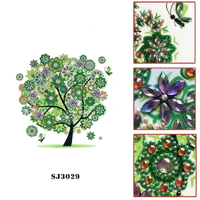 AZQSD Diamond Embroidery Flower Tree Special Shaped Rhinestones Diamond Painting Needlework Butterfly 5D DIY Crystal Painting