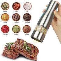 2021 electric pepper mill stainless steel salt and pepper grinder adjustable ceramic with led light kitchen automatic spice mill