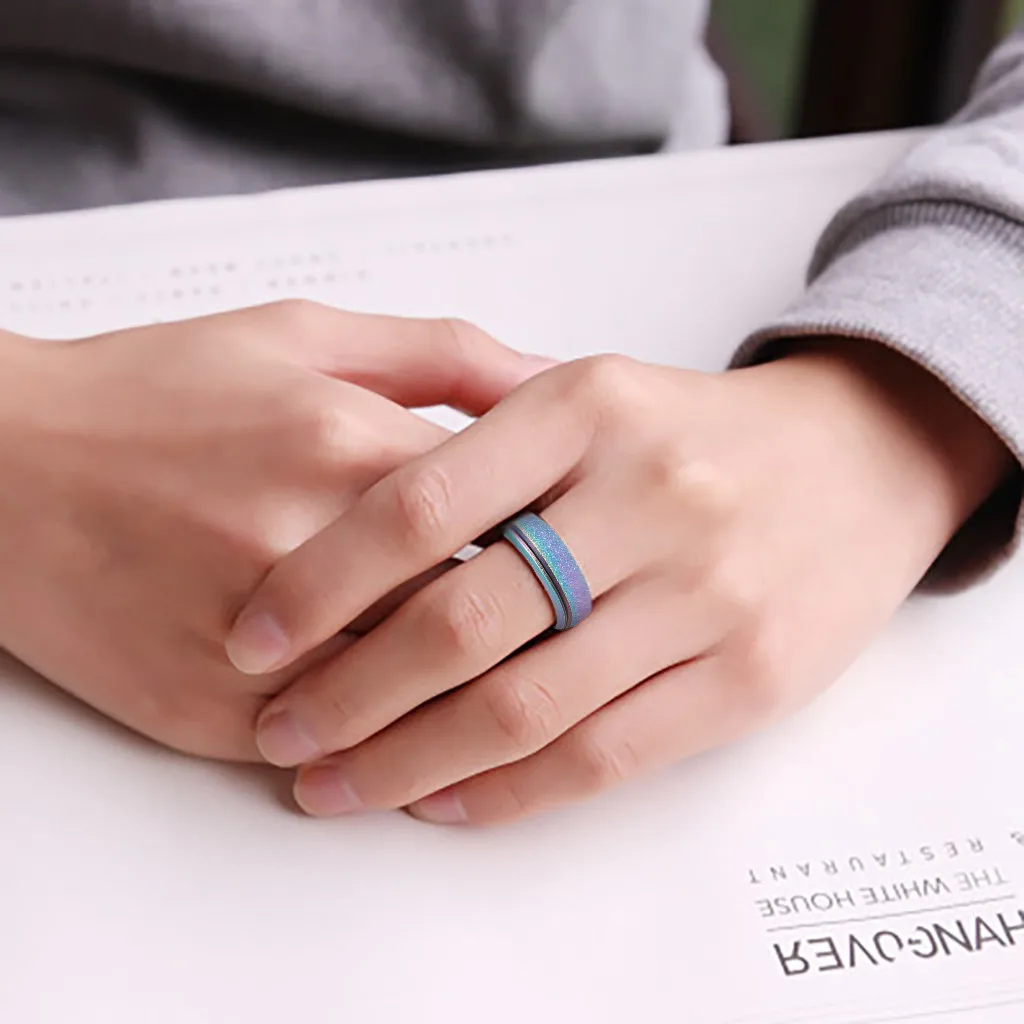 Bohemian Vintage Women's Stainless Steel Spinner Ring Sand Blast Finish Comfort Size 6-13 Design Ring Set Party Jewelry Gift#10
