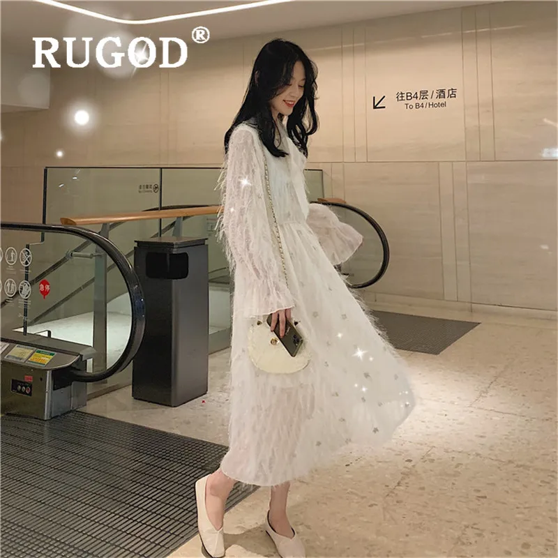 Женское платье макси RUGOD Tsssel вечернее с длинными рукавами в Корейском стиле
