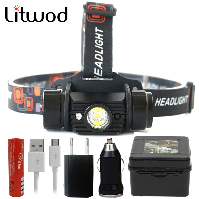 Налобный фонарь Litwod Z209011 Mini IR Sensor индукционный Usb перезаряжаемый 18650 Batterry | Лампы и
