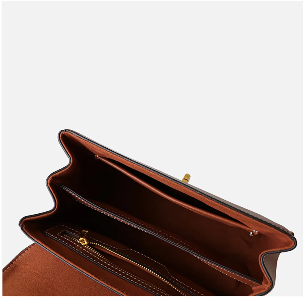 Genuine Leather Wide Strap Shoulder Bags for Women High Quality Messenger Bag Luxury Handbags 2021 Woman Clutch Bag Purses Brown