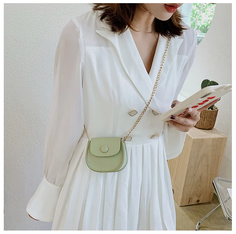 

2020 Fashion Women Solid Color Shoulder Bag Mini Chain Strap Messenger Bag Wild Style Crossbody Bags
