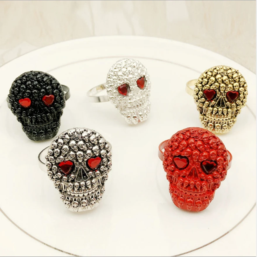 12 шт./лот новинка кольцо для салфеток Хэллоуин Череп кнопка Ретро стиль держатель
