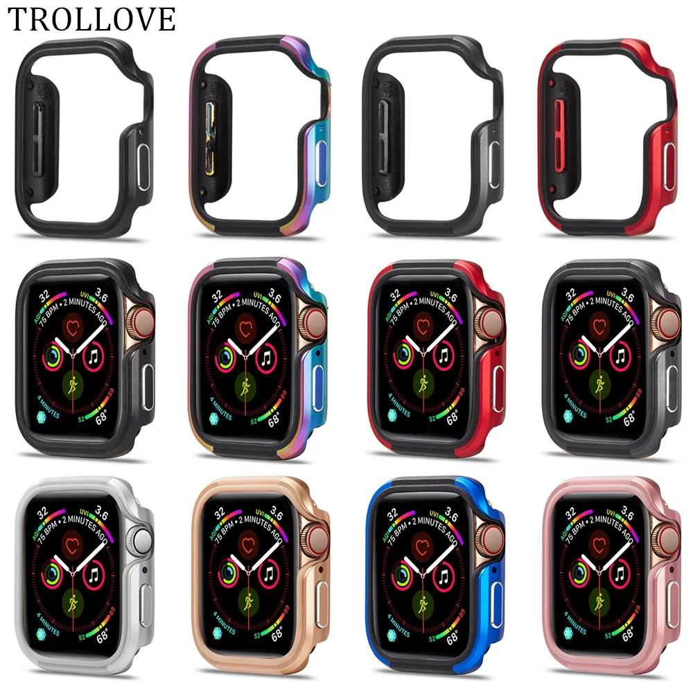 Чехол из ТПУ и алюминиевого сплава для Apple Watch 5 4 40 44 мм полная защитная оболочка