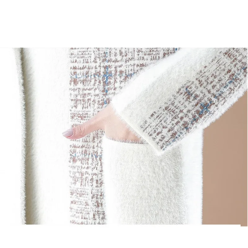 

2020 New Fashion Middle-aged Women Faux Mink cashmere Wool Jacket Warm Loose Mother Winter Coat Plus size Female Casual Tops