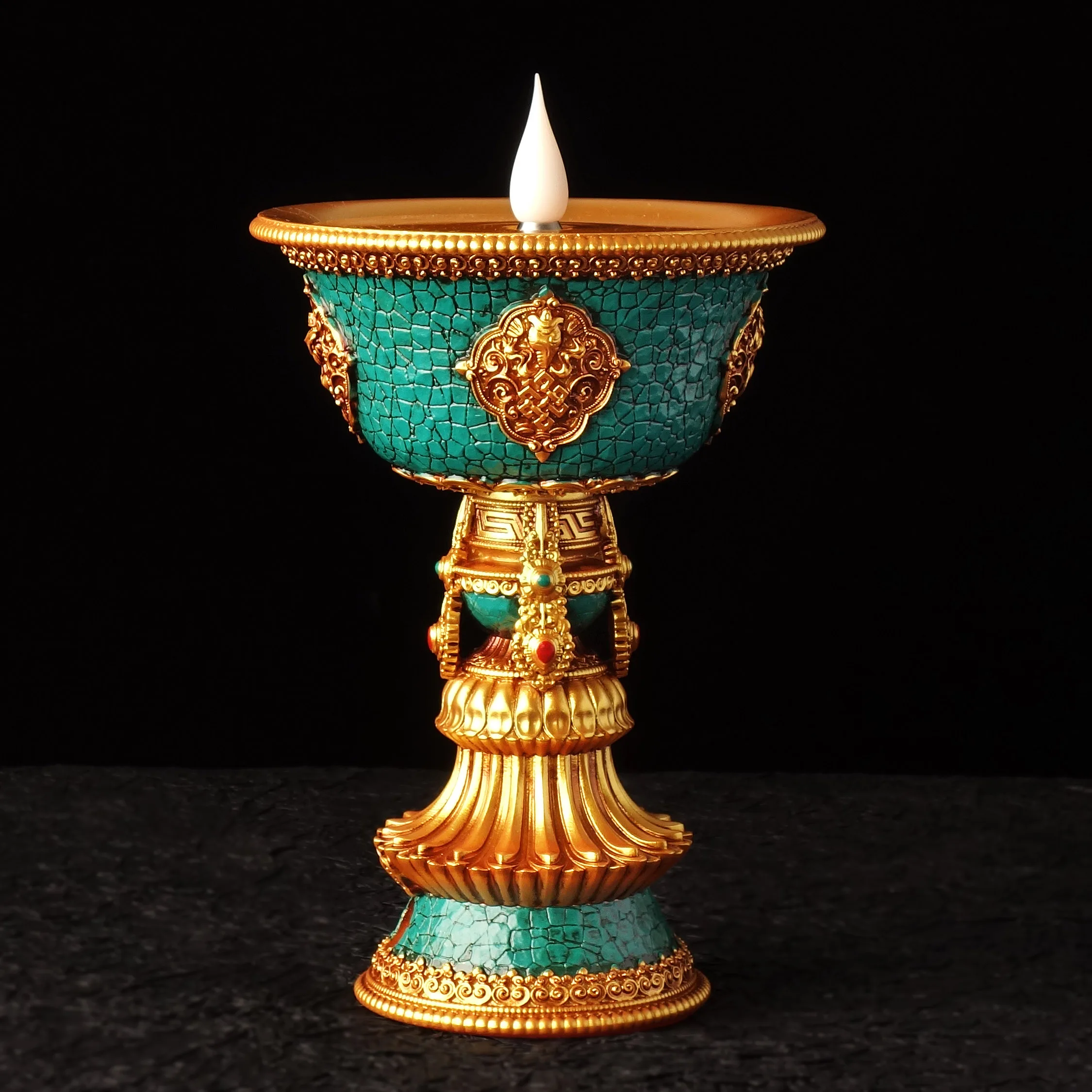 Home Decoration Led Electronic Candlestick Vintage Decor Buddhist Lamp