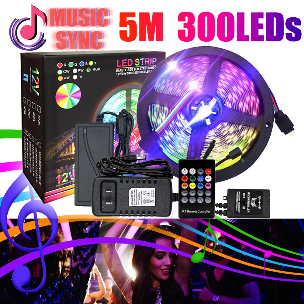 Светодиодная ленсветильник RGB 5050 световой канасветильник s музыка синхронизация