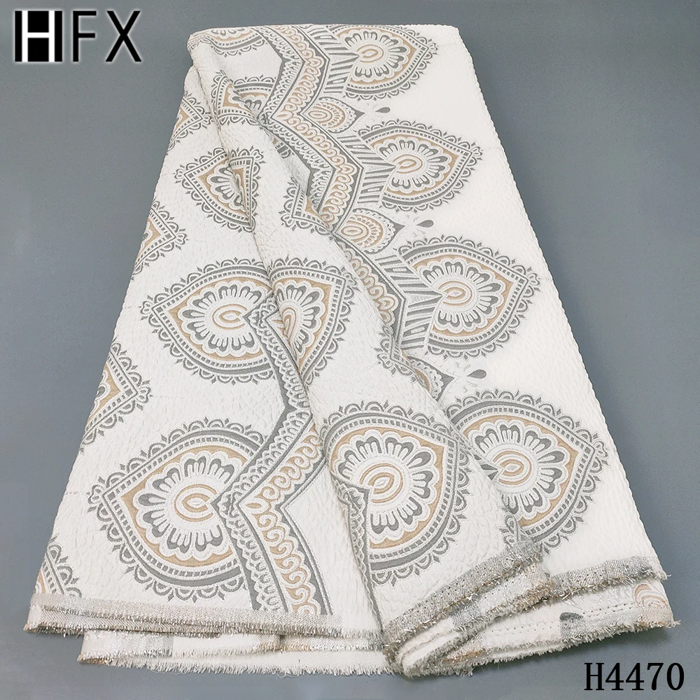 

HFX Newest Brocade Lace Fabrics Beautiful African Jacquard Lace Fabric Nigeria Tissu Lace for Sewing Nigeria Lace Material H4470