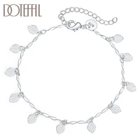 doteffil 925 sterling silver full leaf chain bracelet for women fashion wedding engagement party charm jewelry